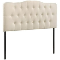 Pemberly Row King Upholstered Polyester Fabric Headboard in Ivory