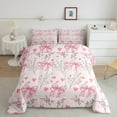 thumbnail image 3 of Feelyou Pink Princess Bow-tie Bedding Comforter Set for Kids, Kawaii Love Heart Twin Comforter Sets, Spring Flower Floral Reversible Bedding Set, Microfiber Bedroom Decor, 2 Pieces, 3 of 9