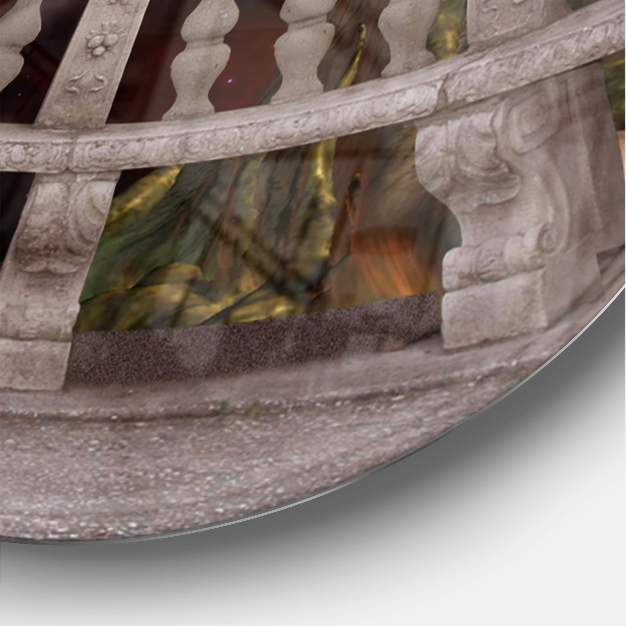 Designart 'Balcony with Clock and Tree Angels ' Vintage wall clock