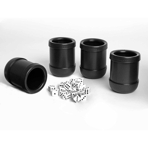Dice Cups, Set of 4 Professional Grade Plastic with 20 Dice and