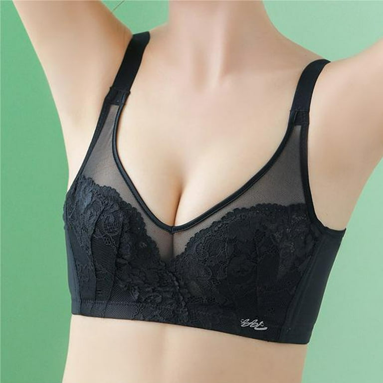 Ladies Non Wired Non Padded Bra Comfort Sleep Plus Size Full Support Lace  Sheer 