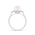 thumbnail image 2 of ANGARA Japanese Akoya Cultured Pearl Ring with Trio Diamonds in 925 Sterling Silver for Women | June Birthstone, Birthday, Anniversary, Jewelry Gift for Women | Pearl Ring, 2 of 8
