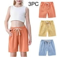 thumbnail image 2 of Plebaso Kids Boys Girls Shorts Elastic Waist Loose Casual Shorts Summer Plain Jogger Shorts with Pockets, 2 of 7