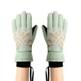 thumbnail image 3 of Women's Winter Outdoor Cycling Skiing Gloves, Touchscreen Anti-Slip Warm Gloves, Windproof Waterproof Sports Gloves for Cold Weather, Thermal Insulated Ladies Sports Gloves - Light Green, 3 of 5