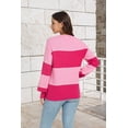 thumbnail image 3 of NAYTOAO Women's Color Block Striped Bubble Textured Crew Neck Lantern Sleeve Sweater, 3 of 7