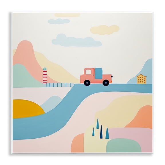 Stupell Industries Pastel Landscape Scene Landscape Painting Unframed Art Print Wall Art, 12 x 12