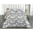 thumbnail image 2 of Ambesonne Floral Quilted Coverlet 2 Pcs, Art Abstract Spring Flowers, Twin Size, Rose Blue Grey and Camel, 2 of 4