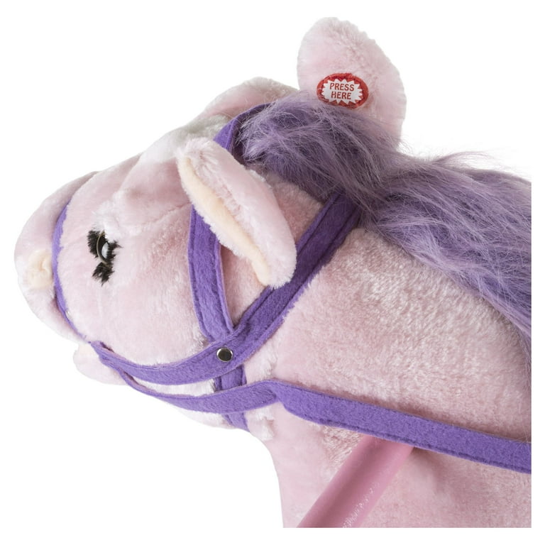 Spring Rocking Horse Plush Ride on Toy with Adjustable Foot