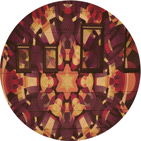 Ahgly Company Indoor Round Patterned Red Fox Red Area Rugs, 8' Round