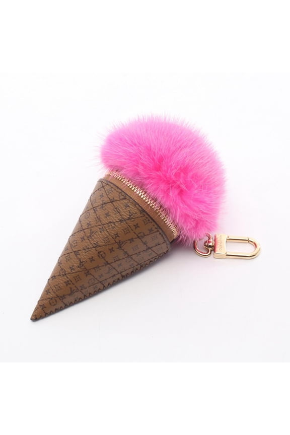 Pre-Owned Louis Vuitton LV Ice Cream Monogram Reverse Rose Charm Accessory with Fur, Women's,...