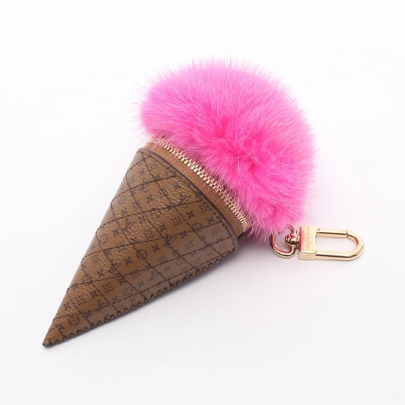 Pre-Owned Louis Vuitton LV Ice Cream Monogram Reverse Rose Charm Accessory with Fur, Women's,...