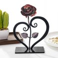 thumbnail image 1 of Gift Hand-Forged Wrought Iron Red Metal Rose With Heart - Shaped Stand, 1 of 5