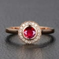 thumbnail image 2 of Limited Time Sale 1.25 Carat Antique Design Vintage Red Ruby and Diamond Halo Engagement Ring in 10k Rose Gold for Women on Sale, 2 of 3