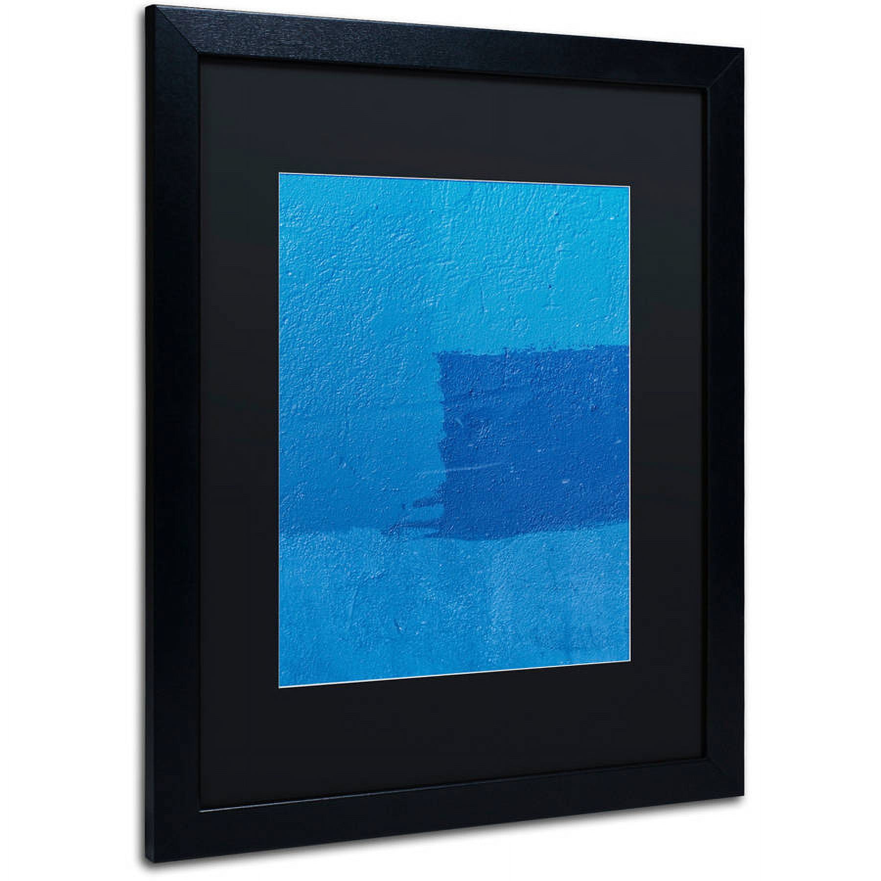 Trademark Fine Art "Abstract Blue" Canvas Art by Claire Doherty, Black Matte, Black Frame