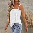 thumbnail image 6 of Scyoekwg Ladies Sleeveless Tops Spaghetti Strap Eyelet Knit Tank Top Casual Comfy Summer Beach Vacation Daily Wear Blouses (Z01_White,M), 6 of 7