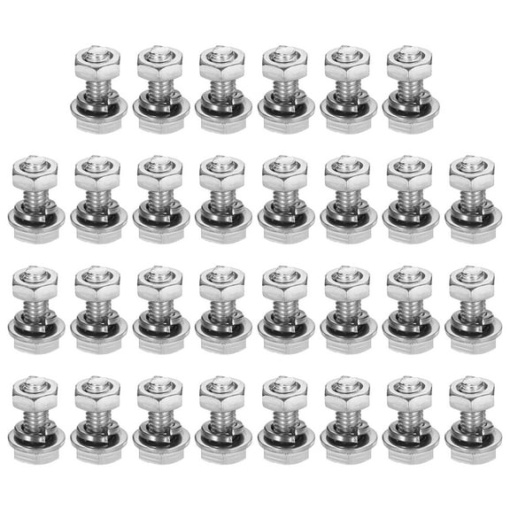 M4 x 10mm 304 Stainless Steel Hex Head Screws Bolts, Nuts, Flat & Lock Washers Assortment Kit, 30 Sets