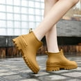 thumbnail image 4 of Women Fashion Low Ankle Slip on Rain Boots Waterproof Anti-Slip Deep Lug Sole Short Wellies Lightweight Footwear for Rainy Commute, Garden Yard Work Brown 9.5(43), 4 of 6