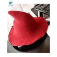 thumbnail image 4 of Deago Women Witch Hat Cotton Wool Fashion Witch Sun Hats For Halloween Christmas Streetwear Party Accessories (Red), 4 of 4