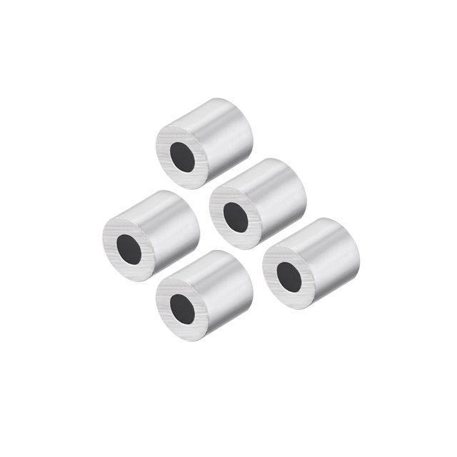 Unique Bargains M3 Aluminum Sleeve Crimp 3mm(1/8 In) Steel Wire Rope Button Stop 100 Pcs