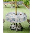 thumbnail image 3 of Navy Blue Nautical Outdoor Tablecloth - 60 Inch Round Dining Table Cover, Beach Coastal Starfish Sailing Rustic Waterproof Outdoor Table Cloth with Umbrella Hole & Zipper for Picnic/Patio, 3 of 5