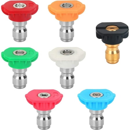 STYDDI  pressure washer tips nozzles - 5 Degrees Nozzle, 2 Storie Nozzle, 7 Pack, 1/4" Connect, 2.5 GPM, 4500 PSI Rated