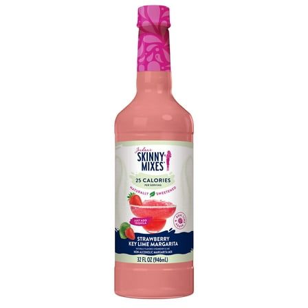 Jordan's Skinny Mixes Naturally Sweetened Strawberry Key Lime Margarita Mixer Liquid Syrup, Plastic Bottle, 32 fl oz