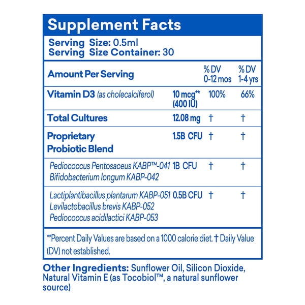 DrKids Probiotic Vitamin D Drops, Clinically Proven Strains, May Support Infant & Child Gut and Digestive Health*, Powerful Immune Support and Guaranteed Live Cultures, 0.5 fl. Oz. (15 ml)