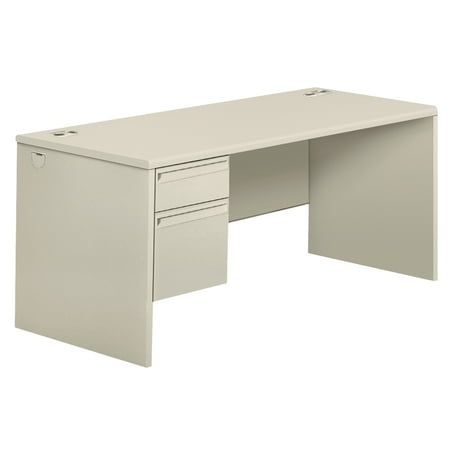 - HON 38000 Series Right Pedestal Desk, 66w x 30d x 29-1/2h, Light Gray