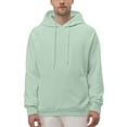 thumbnail image 2 of Domuza Hoodies for Men Pullover Casual Trendy Drawstring Long Sleeve Hooded Sweatshirt Fall Winter Basic Essential Raglan Pullover Top with Kanga Pocket Mint Green S, 2 of 7