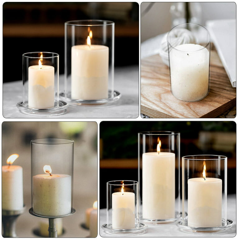 Glass Candle Cover Glass Candleholder Tube Shade Open Flame Glass Candle  Cylinder