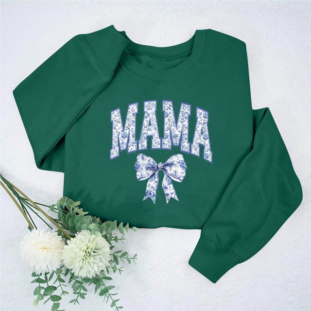 Frostluinai Chandails en Molleton Amusants pour Maman Femmes Manches Longues Pull Oversize Col Rond Lounge Chandails en Molleton Coupe Ample Printemps Chandails en Molleton Liquidation