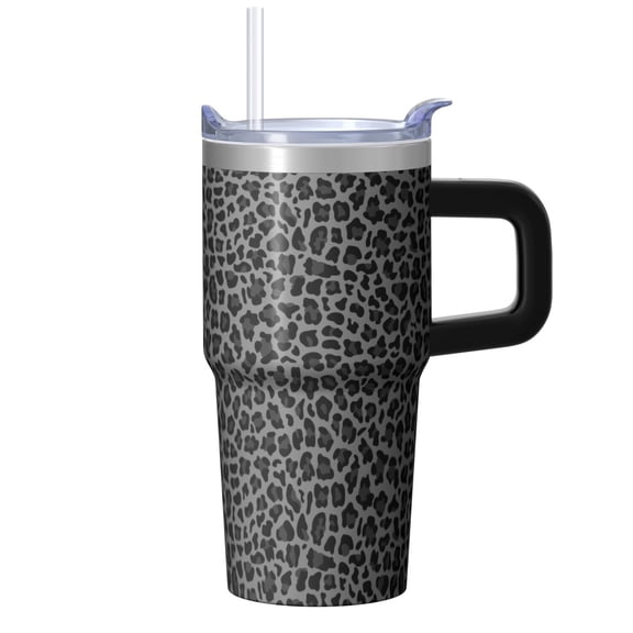 Leak-Proof Lid 20oz Geometric Design Tumbler with Handle, Double Wall Insulated Stainless Steel Travel Coffee Mug and Straw