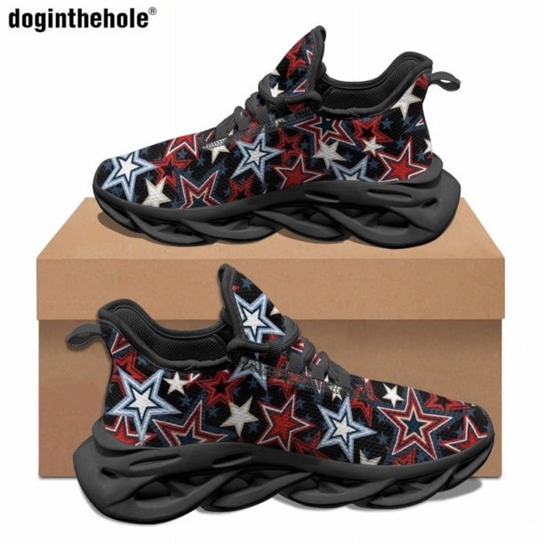 Zapatos casuales de moda, diseño de patrón de estrellas, zapatos planos, zapatillas de viaje clásicas diarias, zapatillas deportivas para correr al aire libre