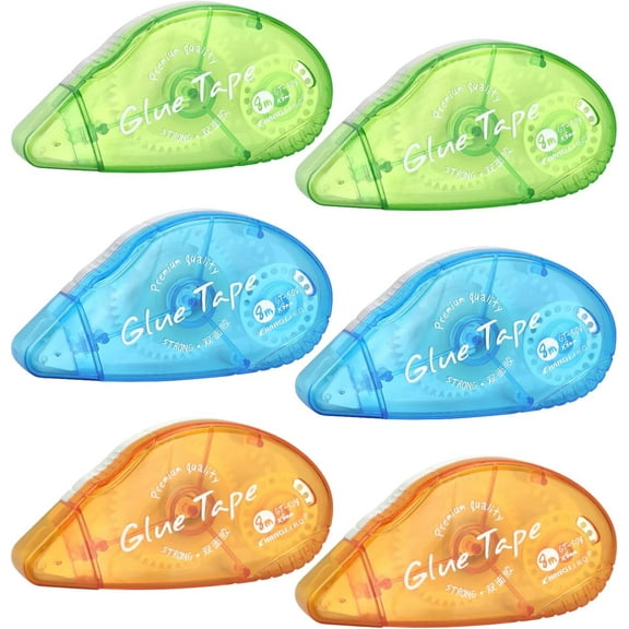 6 Pack Double Sided Tape Roller, Adhesive Scrapbooking Glue, Dispenser Runner for Crafts and Arts Projects, Photo Adhesive for Scrapbooking