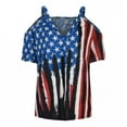 thumbnail image 2 of Jophufed Summer Tops for Women 2025 O-Neck Short Sleeve 4th of July Tops Strap Cold Shoulder T-Shirt Tops Labor Day Sale, 2 of 8