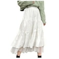 thumbnail image 2 of Vedolay Skirt Women Summer Boho Elastic High Waist Pleated A Line Tiered Maxi Skirt,White S, 2 of 4