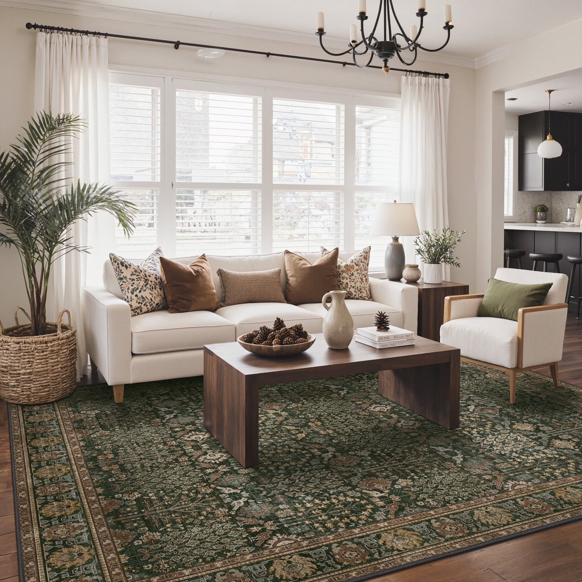 KUETH Area Rugs for Living Room Vintage Chenille 8'x10' Low Pile Area ...