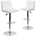 thumbnail image 2 of BizChair 2 Pack Contemporary White Vinyl Adjustable Height Barstool with Panel Back and Chrome Base, 2 of 14