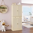 thumbnail image 2 of Heavy-Duty 4-Door Storage Cabinet with Drawer, 4 Adjustable Shelves, 210lb Capacity, Weatherproof Engineered Rattan Design for Home, Office, or Outdoor Use, 2 of 9