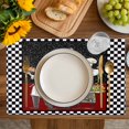 thumbnail image 4 of Chef Placemats Set of 12, Cartoon Cute Watercolor Cooking Black Plaid Placemats for Dining Table, Place Mats for Kitchen Tabletop, Waterproof Wipeable Dining Table Mats Set, 4 of 9