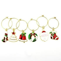 HONITANO 6Pcs Elegant Christmas Party Decorations Zinc-alloy Glass Markers for Wine Glasses and Cocktail Glasses