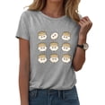 thumbnail image 2 of DXOUPM T-Shirts pour Femmes Mignon Imprimé Boulette Col Rond Manches Courtes Hauts d'Été Doux, 2 of 4