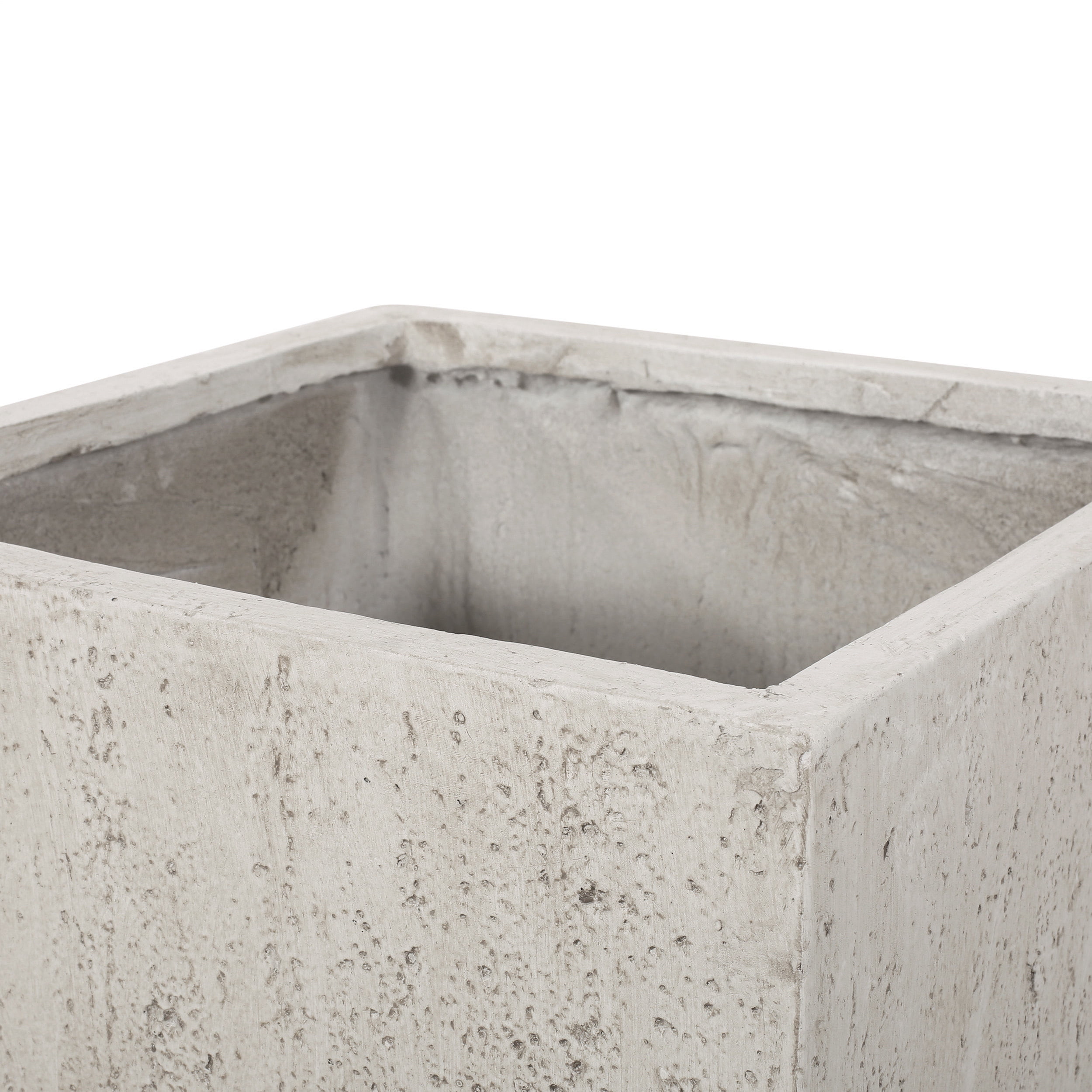 GDF Studio Fardeen Outdoor Modern Large Cast Stone Square Planter, White
