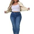 thumbnail image 1 of GRACE & GRANDEUR Juniors Plus Size Jean Button Outfits Fashion Cropped Denim Jackets, 1 of 6