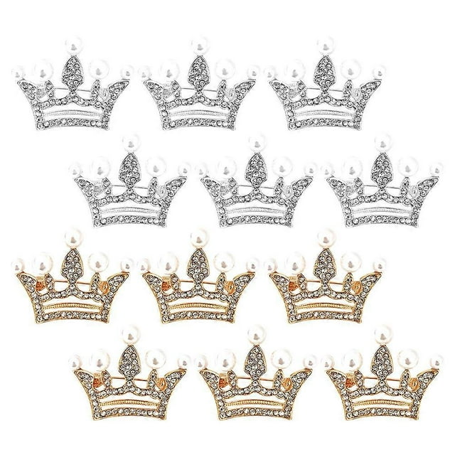 Crown Brooch 12Pcs Assorted Pin Design Alloy Material for Decor Brooches