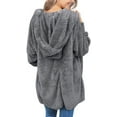 thumbnail image 2 of luvamia Women Casual Fuzzy Fleece Hooded Cardigan Pocket Faux Fur Outerwear Coat Size S-2XL, 2 of 5