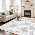 thumbnail image 2 of Gray Coastal Area Rugs 5'x8', Washable Small Throw Rugs for Classroom Bedroom, Summer Beach Ocean Coral Conch Shell Indoor Outdoor Rug Non-Slip Low Pile Carpet Runner Reversible Floor Mats, 2 of 8