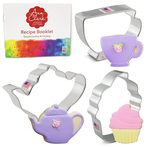 Ann Clark Tea Party Cookie Cutter Set, 3-Piece, Made in USA