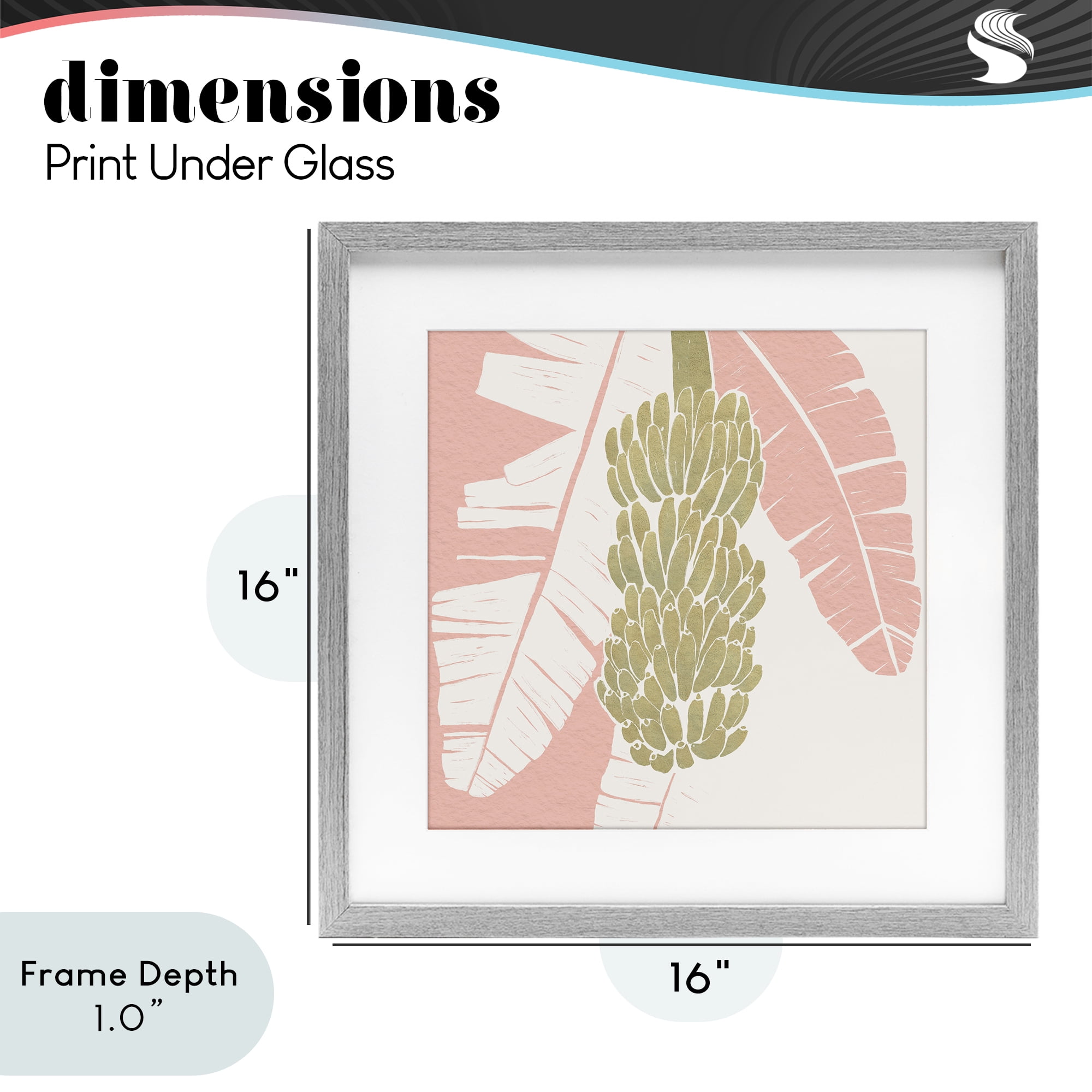 Stupell Industries Banana Bunch Amid Pink Leaves Gray Framed Print Under Glass, design by Yuyu Pont