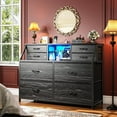 thumbnail image 4 of CRXX Dresser for Bedroom with Power Strip & LED, 8 Drawers Dresser with Extra 2 Open Shelves for Storage & Organization, Small Chest of Drawers for Closet, Hallway,Entryway-Black, 4 of 9